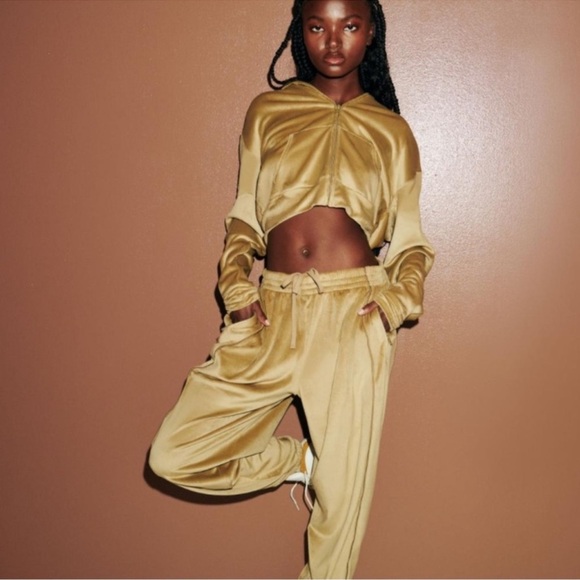 Women’s SKIMS gold velour super soft drawstring jogger sweatpants XXS - Picture 4 of 4